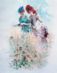 Litografia da Primavera por Philippe Jacques Linder (1835-?) Colecção privada do século XIX