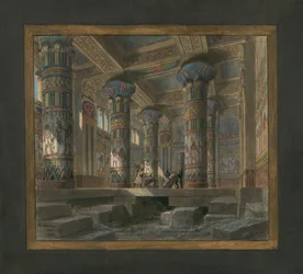 Cenografia de Philippe Chaperon para a ópera Aida de Giuseppe Verdi (1813-1901): o templo de Ísis