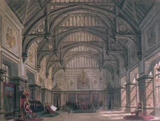 Cenário do Ato III da peça &39;Henry VIII&39; de William Shakespeare, 1882