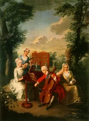 Príncipe Frederick Louis, Príncipe de Gales, tocando violoncelo no Kew Palace, c1733-1750, 1942.