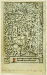 O Martírio de São João Evangelista (reto) e Calendário de dezembro (verso), do Livro de Horas