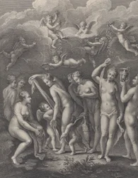 Hera, Afrodite e Atena se preparando para o concurso de beleza diante de P..., ca. 1729-40.
