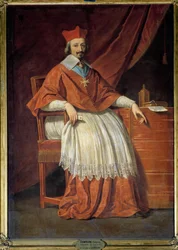 Retrato completo do Cardeal de Richelieu (1585-1642) Pintura de Philippe de Champaigne (1602-1674)