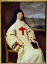 Retrato de Madre Angelique Arnauld Jacqueline Marie Arnauld dit Angelique Arnauld (1591-1661), abadessa de Port Royal des Champs (Port-Royal-des-Champs), figura do jansenismo francês" Pintura de Philippe de Champaigne (1602-1674)
