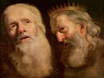 Estudo das cabeças de dois homens idosos,
