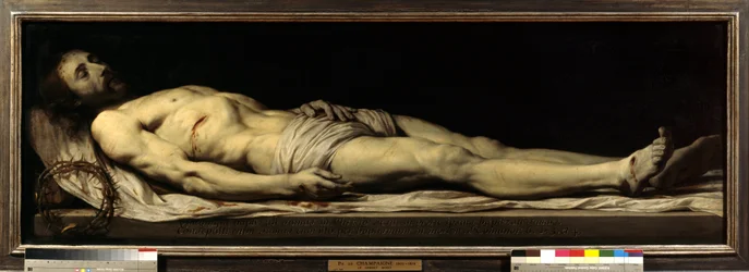 Cristo morto sobre o seu sudário, pintura de Philippe de Champaigne (1602-1674), século XVII, dimensões 0,68 x 1,97 m, Paris, Musée du Louvre