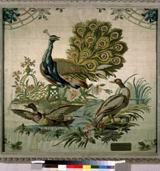 «O pavão». Tapeçaria de Philippe de Lassalle (1723-1805), 1770, Museu Hermitage, São Petersburgo