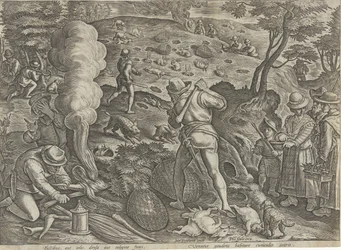 Caça ao coelho
Cenas de caça (título da série)
Em quibus omne genus venationis, aucupij, piscatusque (título da série)