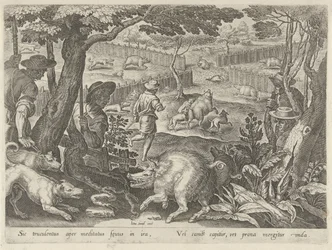 Drijfjacht op zwijnen Jachttaferelen (título da série) Em que todo tipo de caça, caça e pesca (título da série)