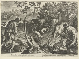 Caça ao veado com armadilhas
Cenas de caça (título da série)
Em quibus omne genus venationis, aucupij, piscatusque (título da série)