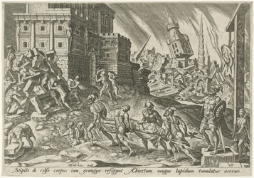 O corpo do rei de Ai é trazido ao portão da cidade The Days of Doom of the Jewish People (título da série)