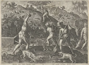 Jacht op dassen Jachttaferelen (título da série) Em que todo tipo de caça, caça e pesca (título da série)