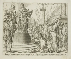 Judite mostrando a cabeça de Holofernes ao povo de Betúlia, placa sete de A história de Judite e Holofernes