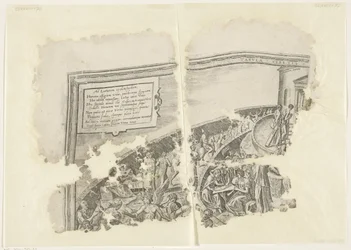 Canto superior esquerdo de uma impressão da cena de Cebes
Tabula Cebetis Carta Vitae (título sobre o objecto)