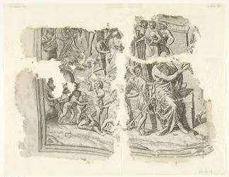 Canto inferior esquerdo de uma impressão da cena de Cebes
Tabula Cebetis Carta Vitae (título original)