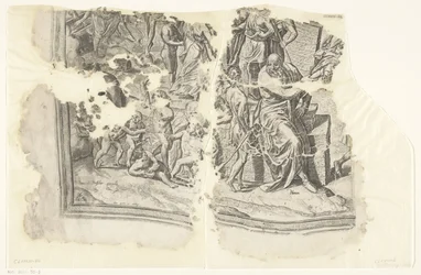 Canto inferior esquerdo de uma impressão da cena de Cebes
Tabula Cebetis Carta Vitae (título original)
