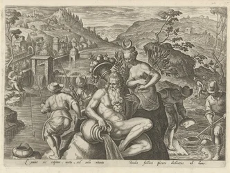 Pesca nocturna com vara de pesca
Cenas de caça (título da série)
Em quibus omne genus venationis, aucupij, piscatusque (título da série)