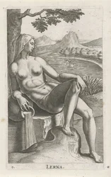 Waternimf Lerna Lerna (título no objeto) Stroom- a waternymph (título da série) Nympharum oceanitidum, Ephydridum potamidum naiadum (título da série)