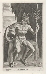 O deus do mar Achelous
Acheolvs (título sobre o objecto)
Deuses do rio e do mar (título da série)
Semideorum Marinorum amnicorumque sigillariae imagines perelegantes (título da série)