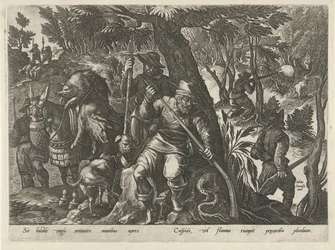 Caça ao javali com armas
Cenas de caça (título da série)
Em quibus omne genus venationis, aucupij, piscatusque (título da série)
