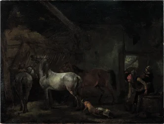 Estábulo com três cavalos