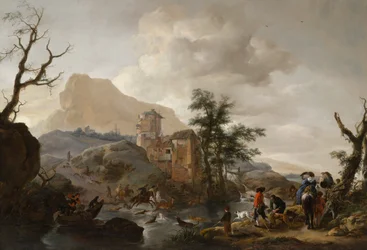 Caça ao Cervo em um rio, c.1650-1655