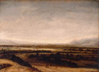 Paisagem plana com vista para colinas distantes