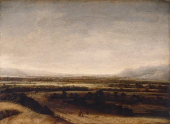 Paisagem plana com vista para colinas distantes