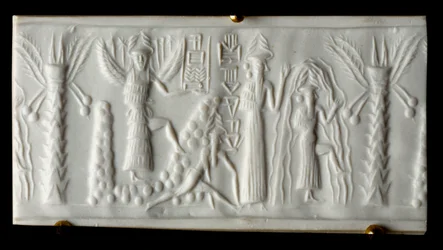 Civilização fenícia: deus da água diz selo de "O nascimento da Primavera". 2200 AC. De Tello. Museu do Louvre de Paris.