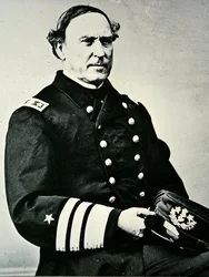 Retrato de David Glasgow Farragut (1801-1870); capturado em Nova Orleans em 1862 e Mobile Bay