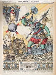 Deus Thor a mais bárbara das divindades bárbaras da antiga Germânia, da História da Terceira República, Vol. I, História Política, pub.1933 (cor litho)