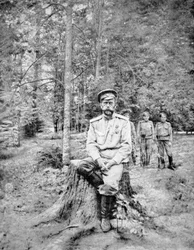 Czar Nicolau II em cativeiro bolchevique em Tsarskoye Selo