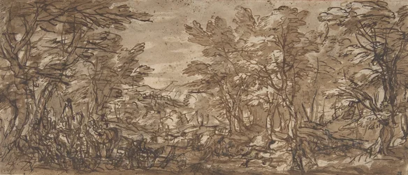 Forest Scene, a Halt at the Left, a Hunt at the Center, 1612-66.