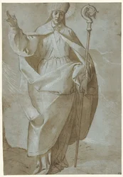 Santo Abbondio com mitra e cajado