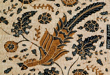 Batik com design tradicional chamado peksi podang, Surakarta, Java, Indonésia, Detalhe