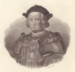 Retrato do chefe militar e político italiano Gian Giacomo Trivulzio (1440-1518), gravado por Locatelli
