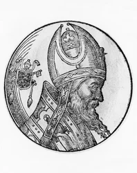 Retrato de João IV (falecido em 642), 72º Papa da Igreja Católica de 640, gravura