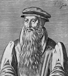 Retrato de John Knox (cerca de 1513-1572), ministro escocês, teólogo, escritor, líder da Reforma, e fundador da Igreja Presbiteriana da Escócia, xilogravura