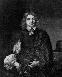 Retrato de Lucius Cary, 2° Visconde Falkland (cerca de 1610-1643), autor, político e soldado inglês que foi Secretário de Estado de 1642 a 1643, gravura