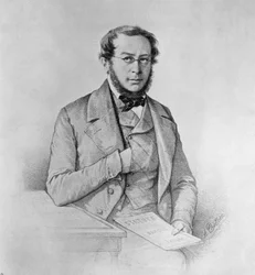 Retrato de Pierre-Joseph Proudhon (1809-1865), político francês, filósofo e anarquista, desenho de Colletti