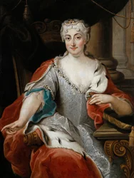 Marie-Clementine Sobieska (Marie Clementine) - Retrato de Maria Clementina Sobieska (1702-1735) - Ghezzi, Pier Leone (1674-1755) - ca 1735 - Óleo sobre madeira - 115x86 - Museu do Palácio de Wilanow
