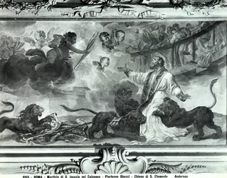 O Martírio de Santo Inácio de Antioquia no Coliseu (fresco) (p/b)