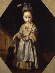Retrato de menina com cachorro