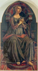Esperança, de uma série de painéis representando as Virtudes projetadas para a Câmara do Conselho do Guild Hall do Mercador, 1469 (tempera no painel)