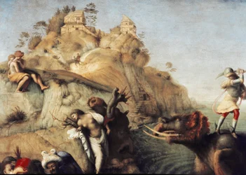 Perseus Freeing Andromeda, detalhe (1510, óleo sobre tela)