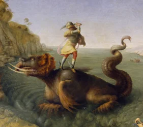 Perseus Rescuing Andromeda, c.1510-13 (lona de óleo) (detalhe)