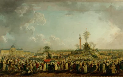 Celebração da Bola Suprema nos Campos de Marte, Paris, 20 de abril do ano 11 ... (óleo sobre tela)