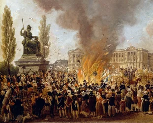 A Celebração da Unidade, destruindo os emblemas da Monarquia, Place de la Concorde
