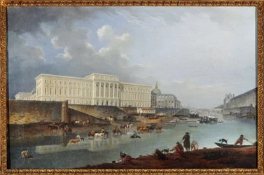 O Hotel de la Monnaie, o Quai de Conti e o Sena, vistos da Pointe de la Cité