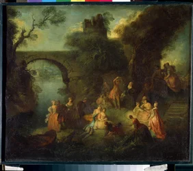 Dance perto do rio (Dance no rio). Pintura de Pierre-Antoine Quillard (Pierre Antoine Quillard